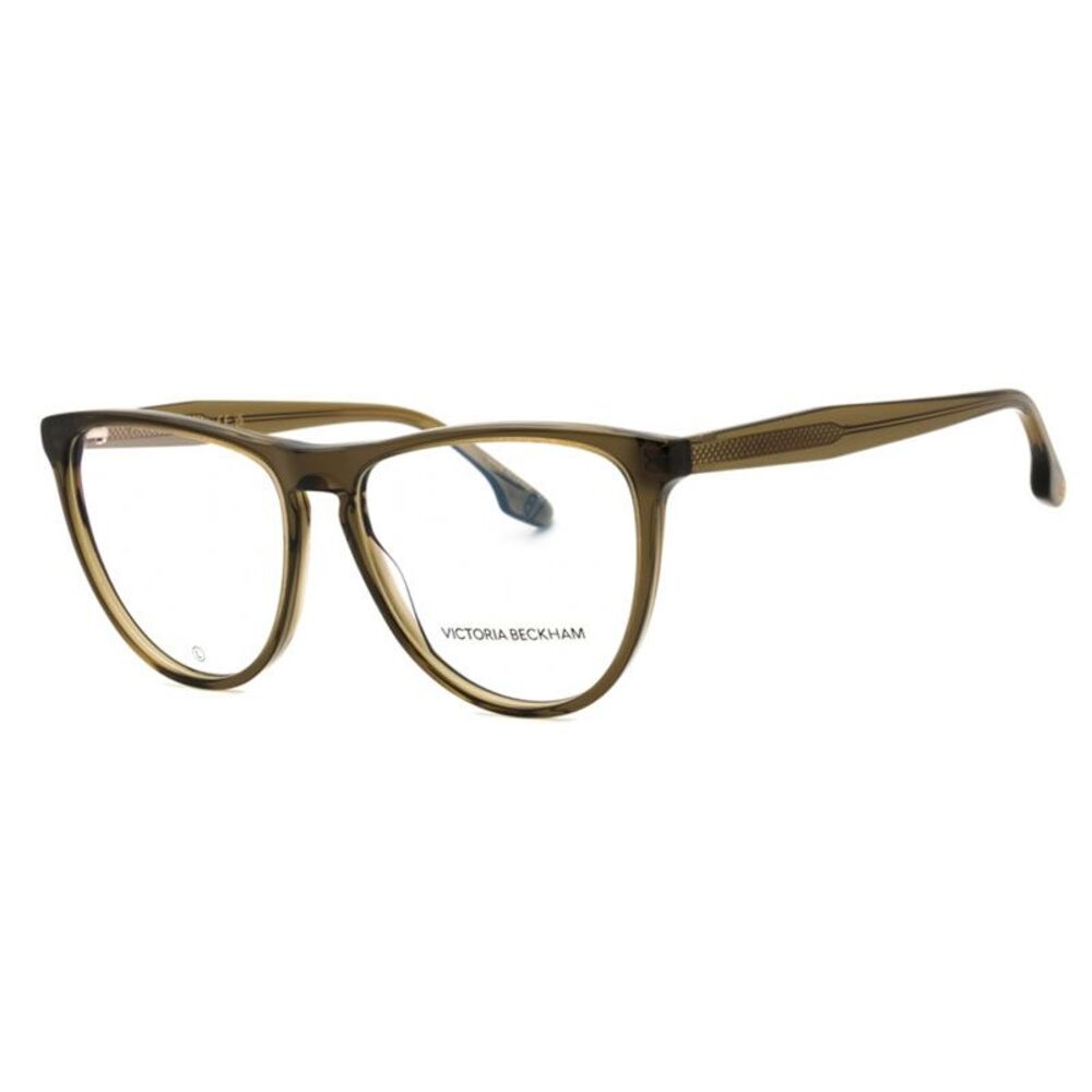 Victoria Beckham Eyeglasses Aviator Full Rim, Khaki Frame and Clear Demo Lenses
